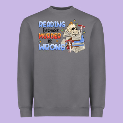 Reading Because Murder Is Wrong Heavyweight Sweatshirt Designed By Maliassmallbusiness