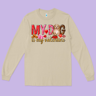 My Dog Is My Valentine Long Sleeve Tee Designed By Nancycooperartshop