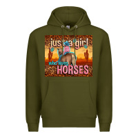 Army Green just a girl who loves horses Premium Hoodie - TumblerDesignByShophia