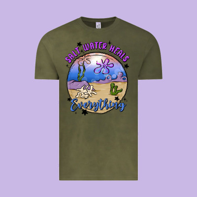 Salt Water Heals Everything Vintage Tee Designed By Maliassmallbusiness