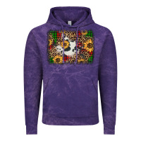 Cloud Purple distressed christmas sunflowers leopard cowhide background Vintage Hoodie - Jasminsmagicworld
