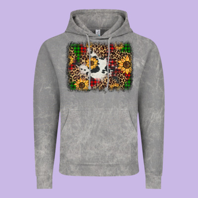Distressed Christmas Sunflowers Leopard Cowhide Background Vintage Hoodie Designed By Jasminsmagicworld