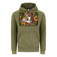 Vintage Olive distressed christmas sunflowers leopard cowhide background Vintage Hoodie - Jasminsmagicworld