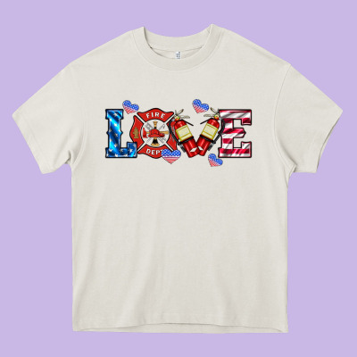 Firefighter Love Heavy Core Tee Designed By Hra Design Shop