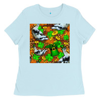 Baby Blue St patricks  duck with leprechaun hat  seamless Ladies Tee - FaDigitalArtStudio