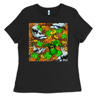 Black St patricks  duck with leprechaun hat  seamless Ladies Tee - FaDigitalArtStudio