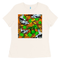 Bone St patricks  duck with leprechaun hat  seamless Ladies Tee - FaDigitalArtStudio