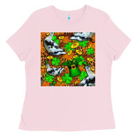 Bubblegum Pink St patricks  duck with leprechaun hat  seamless Ladies Tee - FaDigitalArtStudio