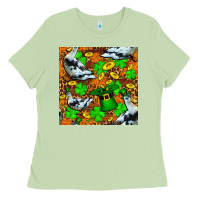 Matcha St patricks  duck with leprechaun hat  seamless Ladies Tee - FaDigitalArtStudio