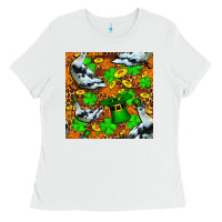White St patricks  duck with leprechaun hat  seamless Ladies Tee - FaDigitalArtStudio