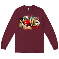 Burgundy teacher school love Long Sleeve Tee - NancyCooperArtShop