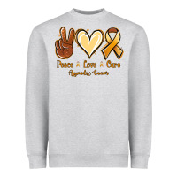 Heather Grey Peace love cure Appendix Cancer Heavyweight Sweatshirt - NancyCooperArtShop