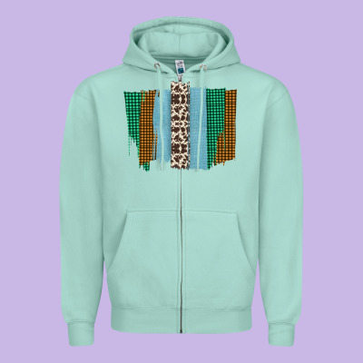 Western Farm Life Cowhide Brush Strokes Zipper Hoodie Designed By Bettercallsaul