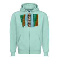 Seafoam Western Farm Life Cowhide Brush Strokes Zipper Hoodie - Bettercallsaul