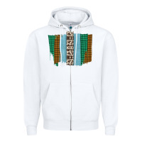 White Western Farm Life Cowhide Brush Strokes Zipper Hoodie - Bettercallsaul