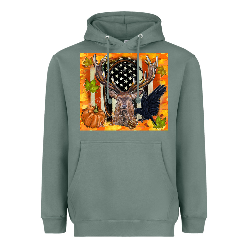 Crow And Deer Hunting Fall Camouflage Heavyweight Hoodie by TumblerDesignByShophia | Teevron