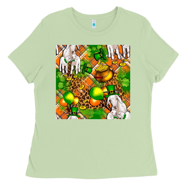 St Patricks  Goat Family With Balloons Seamless Ladies Tee by FaDigitalArtStudio | Teevron