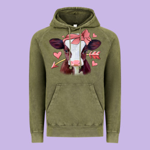 Valentines Day Baby Calf Vintage Hoodie Designed By Jasminsmagicworld