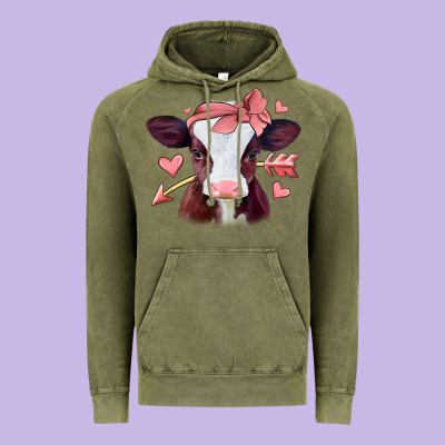 Valentines Day Baby Calf Vintage Hoodie Designed By Jasminsmagicworld