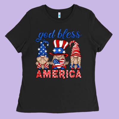 God Bless America Gnome Ladies Tee Designed By Hra Design Shop
