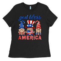 Black god bless america gnome Ladies Tee - HRA Design Shop