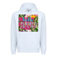 White hello summer with cowhide Premium Hoodie - TumblerDesignByShophia