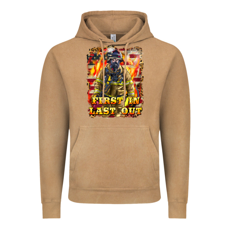 First In Last Out Firefighter Vintage Hoodie by LillyAllenDesigns | Teevron