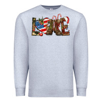 Heather Grey Army christmas love 4th Of July Premium Sweatshirt - HowdyJamesFarm
