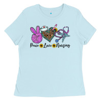 Baby Blue peace love nursing Ladies Tee - CowhideDigitalArt