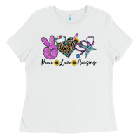 White peace love nursing Ladies Tee - CowhideDigitalArt