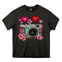 Asphalt floral heart pink leopard vintage camera Heavy Core Tee - FaDigitalArtStudio