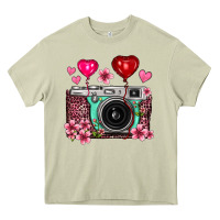 Floral Heart Pink Leopard Vintage Camera Heavy Core Tee | Teevron