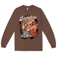 Chestnut checkered retro basketball Long Sleeve Tee - MaliasSmallBusiness