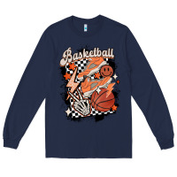 Navy checkered retro basketball Long Sleeve Tee - MaliasSmallBusiness