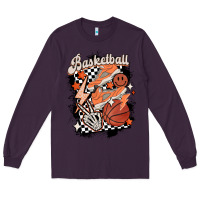 Plum checkered retro basketball Long Sleeve Tee - MaliasSmallBusiness