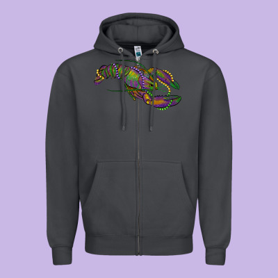 Mardi Gras Lobster Zipper Hoodie Designed By Ranaportraitstore