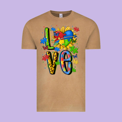 Autism Love Vintage Tee Designed By Maliassmallbusiness