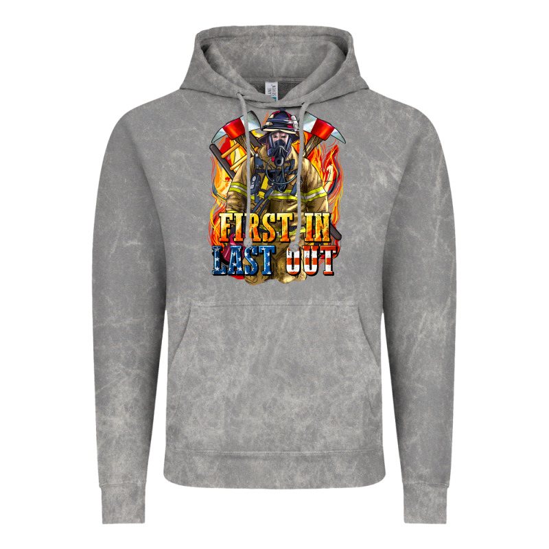 First In Last Out American Firefighter Vintage Hoodie by LillyAllenDesigns | Teevron