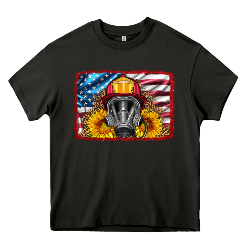 Firefighter Air Mask And Sunflower Heavy Core Tee by HRA Design Shop | Teevron