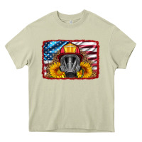 Mossy firefighter air mask and sunflower Heavy Core Tee - HRA Design Shop