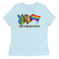 Baby Blue peace love pride Ladies Tee - CowhideDigitalArt