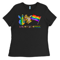 Black peace love pride Ladies Tee - CowhideDigitalArt