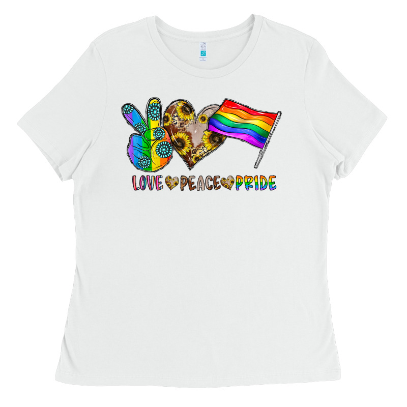 Peace Love Pride Ladies Tee by CowhideDigitalArt | Teevron