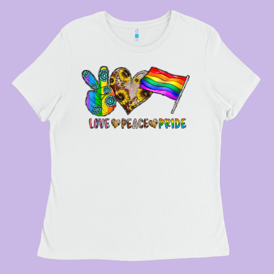 Peace Love Pride Ladies Tee Designed By Cowhidedigitalart