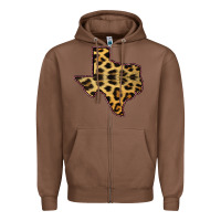 Chestnut Western Texas Map Leopard Pattern Zipper Hoodie - Bettercallsaul