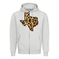 Dove Grey Western Texas Map Leopard Pattern Zipper Hoodie - Bettercallsaul
