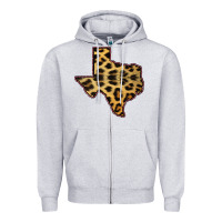 Heather Grey Western Texas Map Leopard Pattern Zipper Hoodie - Bettercallsaul