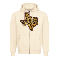 Sandshell Western Texas Map Leopard Pattern Zipper Hoodie - Bettercallsaul