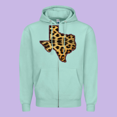 Western Texas Map Leopard Pattern Zipper Hoodie Designed By Bettercallsaul