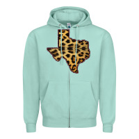 Seafoam Western Texas Map Leopard Pattern Zipper Hoodie - Bettercallsaul